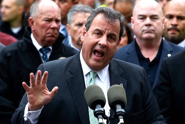 Governor Chris Christie at a press conference following Wednesday's NJ Transit crash